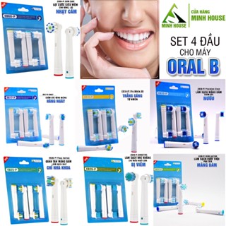 Dành cho máy Oral B Braun Set Bộ 4 đầu bàn chải đánh răng điện, 17 mã lắp cho mọi Model Minh House