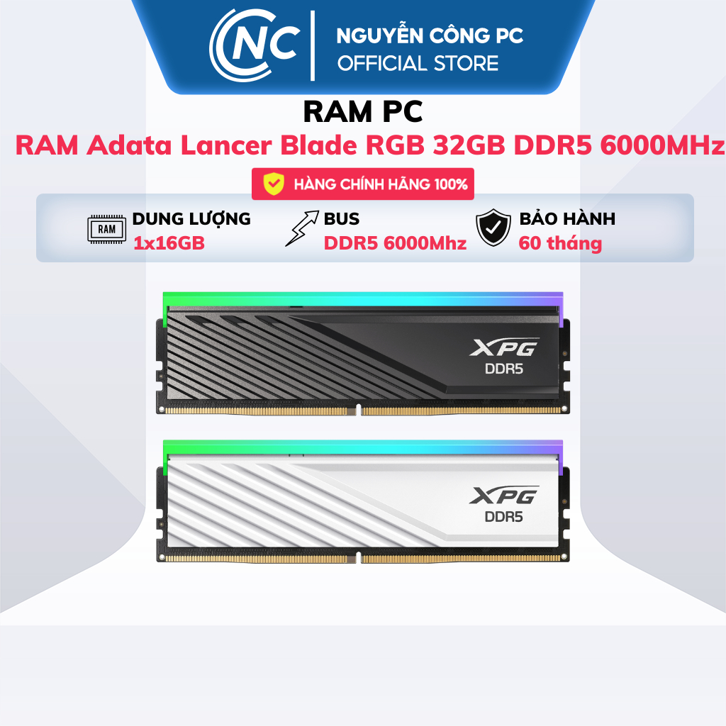 RAM DESKTOP ADATA DDR5 XPG Lancer Blade RGB 16GB (1x16GB) 6000MHz - HÀNG CHÍNH HÃNG - BH 60 THÁNG