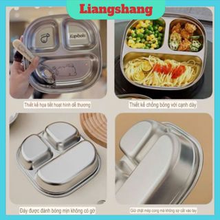 Đĩa ăn Cho Bé (mẫu mới)  - Khay ăn dặm INox Kapibala 304 kèm thìa cho trẻ em ngộ nghĩnh đáng yêu.
