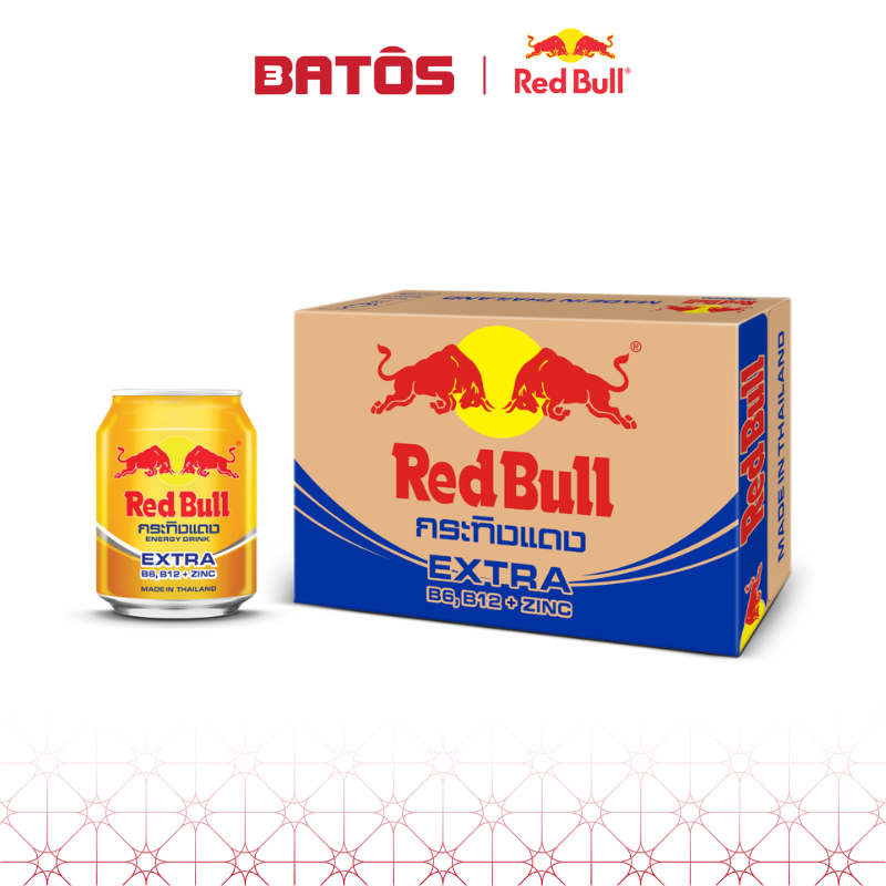  Thùng 24 lon Nước tăng lực  bò húc  REDBULL Extra 250ml - Nhập khẩu Thái Lan ít ngọt chứa Vitamin và ZinC 