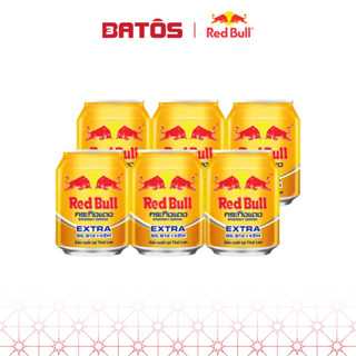 Lốc 6 lon Nước tăng lực (bò húc) REDBULL Extra 250ml - Nhập khẩu Thái Lan ít ngọt, chứa Vitamin và ZinC