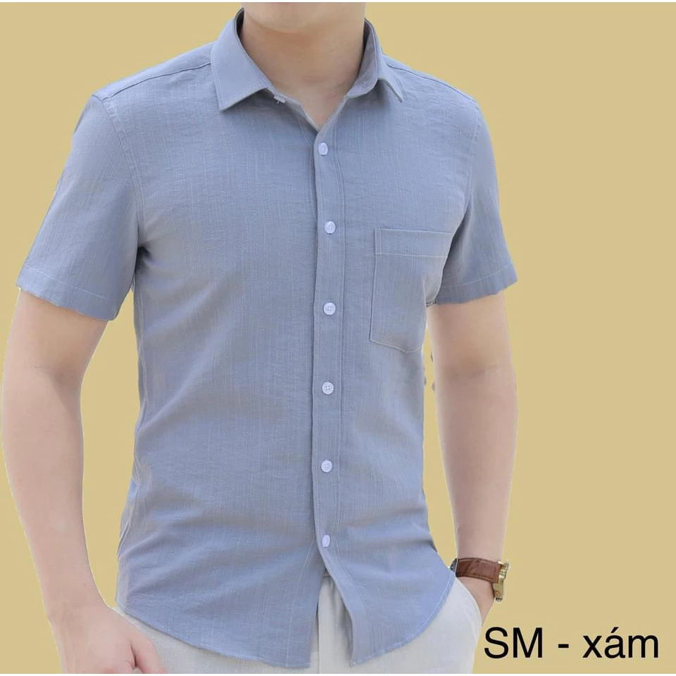 Áo đũi nam cộc tay cổ bẻ full cúc(mã AD02) | BigBuy360 - bigbuy360.vn