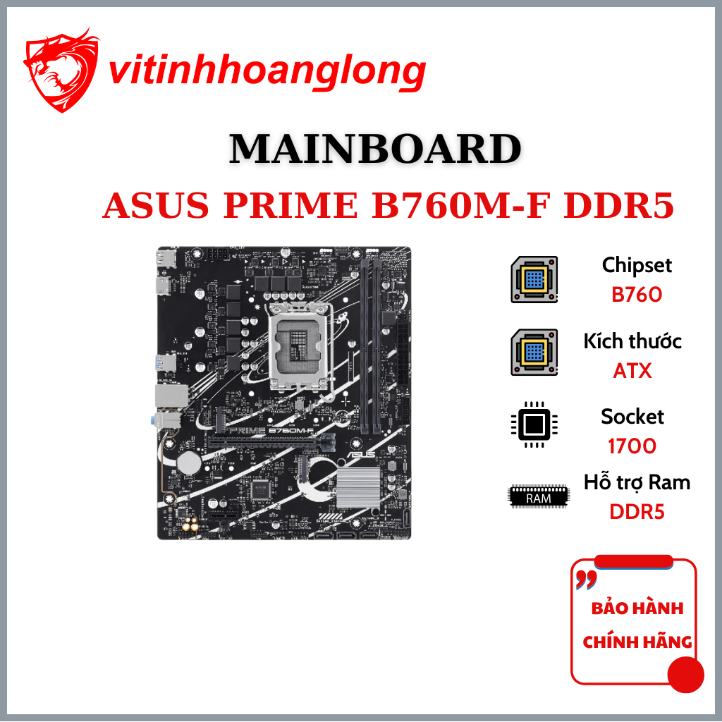 Mainboard ASUS Prime B760M-F D5 - Bảo hành 36 tháng