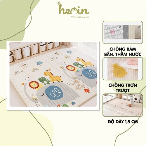 Thảm Xốp Cho Bé UMOO Cao Cấp, Dày 1,5cm, Bề Mặt Chống Nước, Chống Trơn Trượt Cho Bé Từ 0 Đến 6 Tuổi