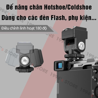 Đế nâng chân Hotshoe/Coldshoe có thể điều chỉnh góc linh hoạt 180 độ dùng cho các đèn Flash Godox, Ulanzi, Medalight....