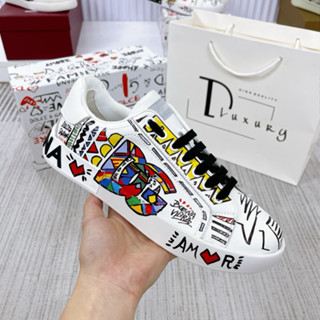 Giày Thể Thao DC- Trắng Hoạ Tiết Chữ Nhiều Màu Nổi Bật - Giày Nam Nữ Full Box Cao Cấp Loại 1