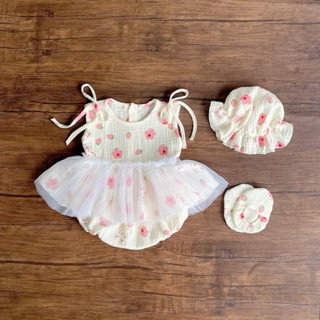 Set Body Váy Đính Nơ Họa Tiết Hoa Cho Bé Gái Sơ Sinh 1 2 Tuổi MINTSCLOSET - BV7165