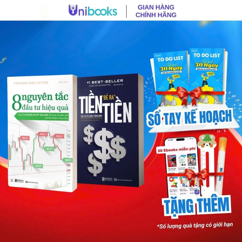 Sách - Combo Làm Chủ Tiền Bạc: Tiền Đẻ Ra Tiền, 8 Nguyên Tắc Đầu Tư Hiệu Quả - Bizbooks