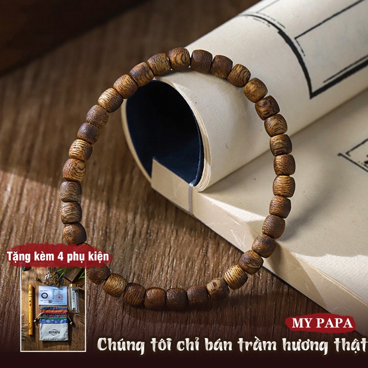 Vòng tay Trầm hương khối đông kết Kỳ Nam vàng Campuchia MYPAPA - CX08