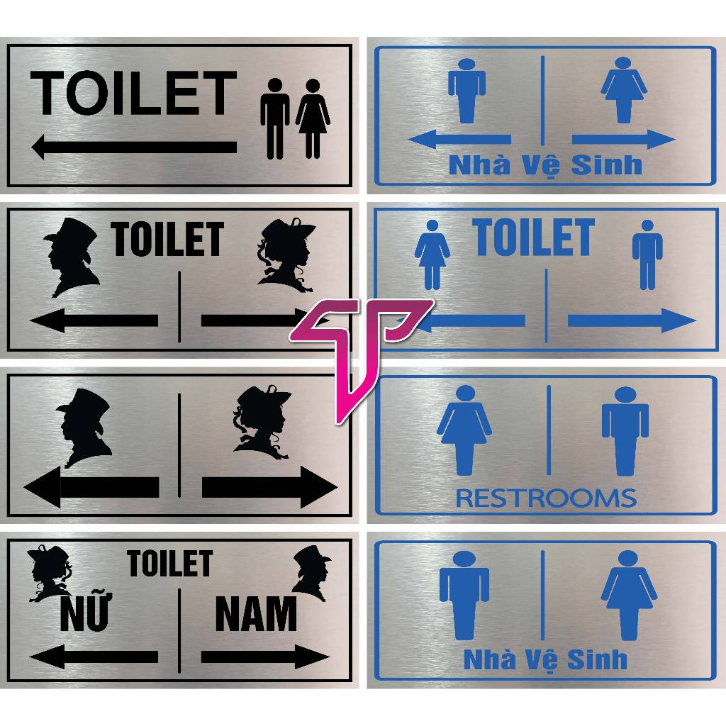 Biển báo WC nam nữ cao cấp, biển chỉ dẫn nhà vệ sinh WC Cao cấp, biển chỉ dẫn toilet nhà vệ sinh bộ 