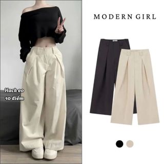 Quần Kaki Cạp Trễ Ống Rộng Basic Modern Girl Phong Cách Hàn Quốc