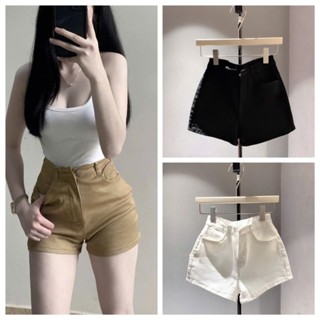 Quần short jean, quần short nữ ngắn co giãn basic màu trắng, đen, nâu be chất jean giấy mềm mại cạp cao dáng ôm