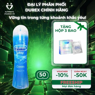 [MỚI] Hỏa Tốc Gel bôi trơn Durex Classic gốc nước - Dễ Rửa, Không Nhờn, Gốc Nước 50ML/chai - Authentic Pharma VN
