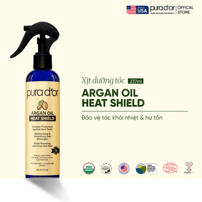 [GWP] Xịt Dưỡng Giúp Bảo Vệ Tóc Khỏi Nhiệt Pura D'or Argan Oil Heat Shield Chiết Xuất Thiên Nhiên 236ml