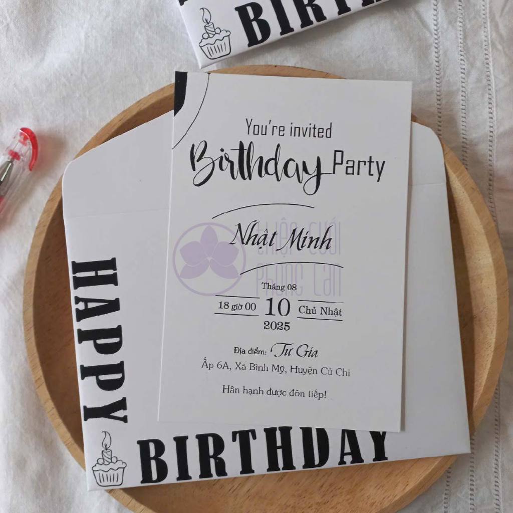 Combo từ 30 bộ Thiệp mời Sinh Nhật in nội dung riêng, tông trắng đen, style hiện đại dành cho nam th