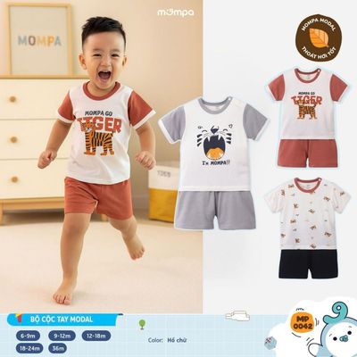 Đồ bộ cho bé Mompa cộc tay 6 tháng - 3 tuổi vải Modal thấm hút mềm mại 0042