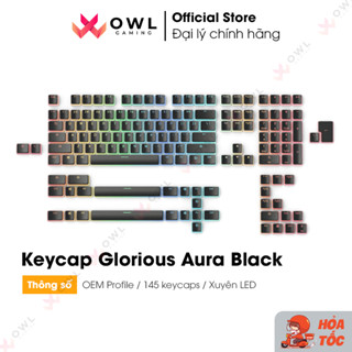  Keycap Pudding xuyên led Glorious Aura Keycaps v2 - Pixel Black 145 pcs  Hàng chính hãng  