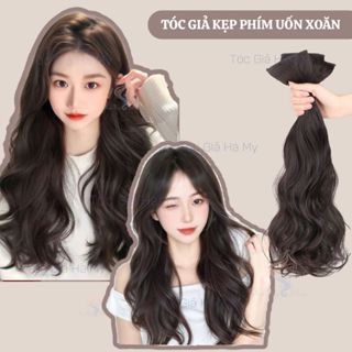 Tóc giả kẹp phím uốn xoăn sóng làm dày tóc 45cm 55cm 60cm