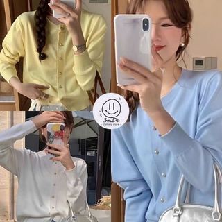  Áo Khoác Cardigan Nữ Mùa Hè Kiểu Mới Áo Len Dệt Kim Màu Trơn Mỏng Cổ Tròn Mặc Đầu Thu | Simde Clothing 