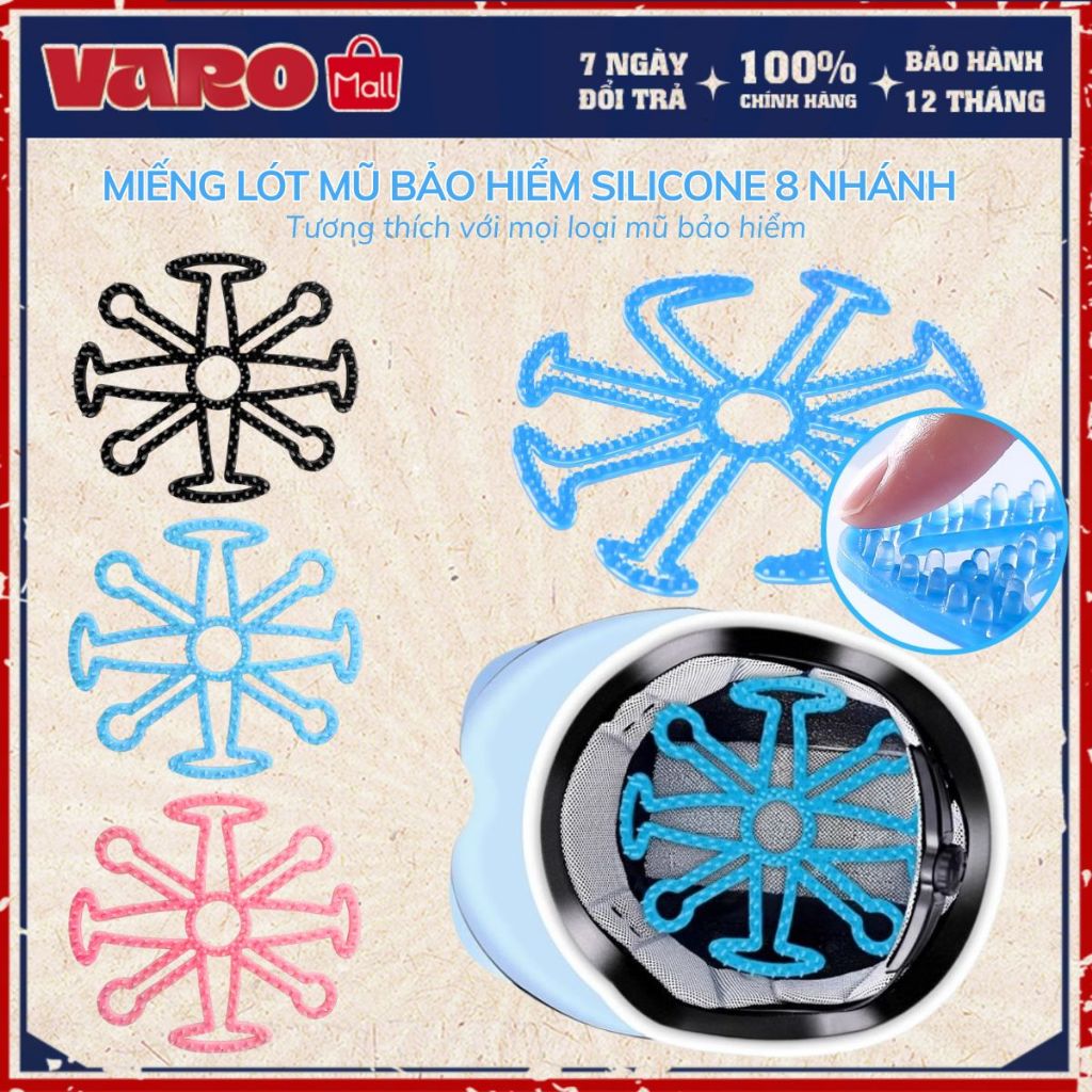 Miếng Silicon 8 Nhánh Lót Nón Bảo Hiểm Thoáng Khí Chống Xẹp Tóc, Bảo Vệ Da Đầu, Đệm Massage Xe Máy