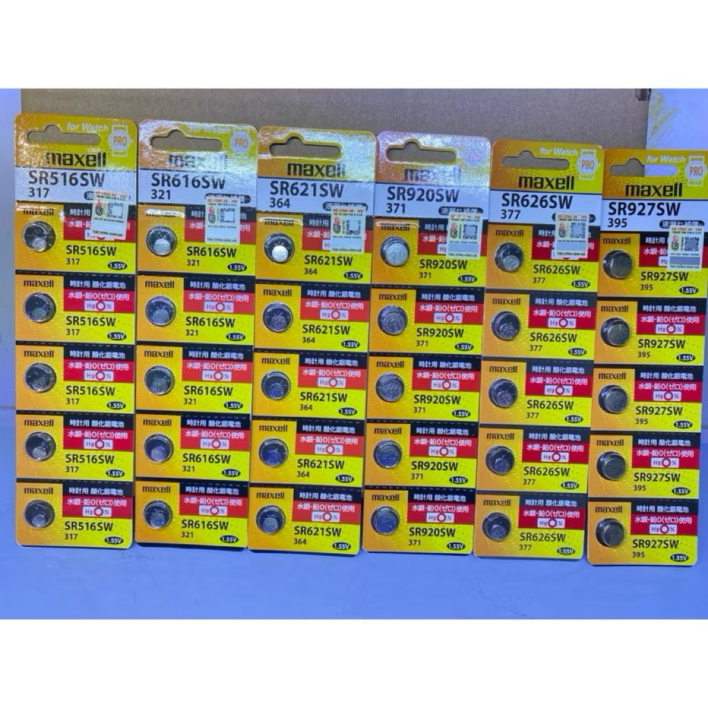 Vỉ 5 Viên Pin Đồng Hồ Đeo Tay MAXELL SR621SW 1.55v Chính Hãng Công Ty