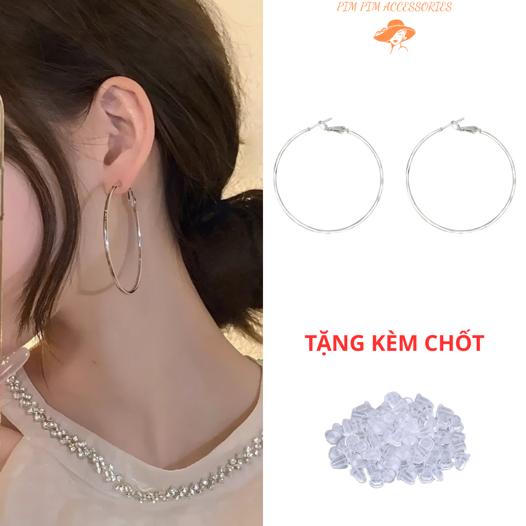 Khuyên Tai Tròn Bản Mảnh Mạ Bạc Thanh Lịch – Chất Liệu Hợp Kim Dễ Phối Đồ, Phong Cách Hàn Quốc