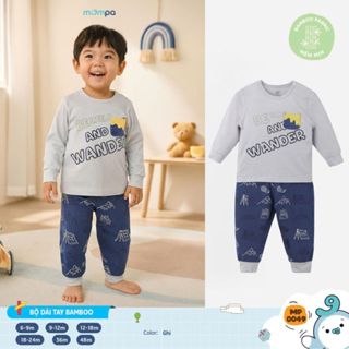 Đồ bộ cho bé Mompa dài tay 6 tháng - 4 tuổi vải Sợi tre Bamboo mềm mại thấm hút 0049