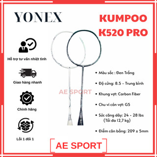  Vợt Kumpoo K520 pro đen chính hãng căng 10kg 11kg 12kg 
