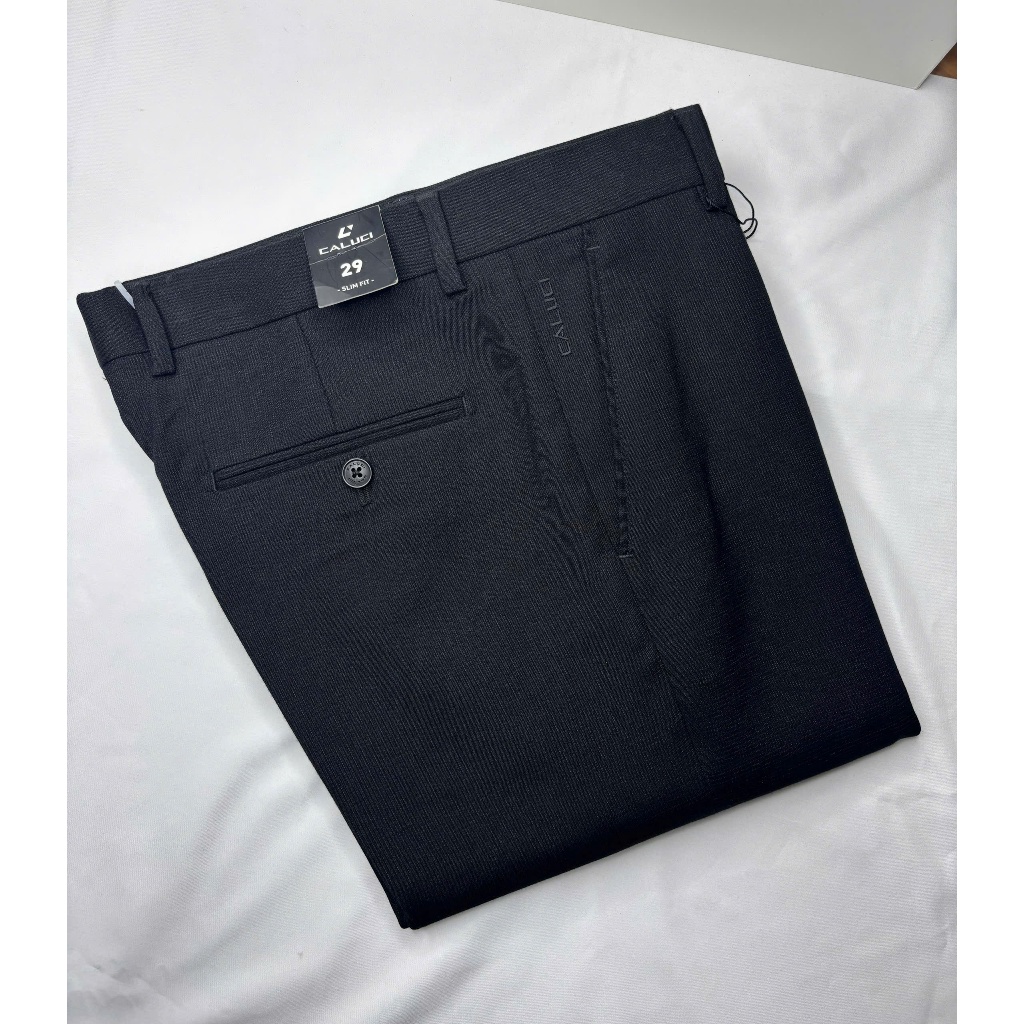 Quần tây (quần âu) CALUCI CBTR14 màu đen/xanh biển Slimfit