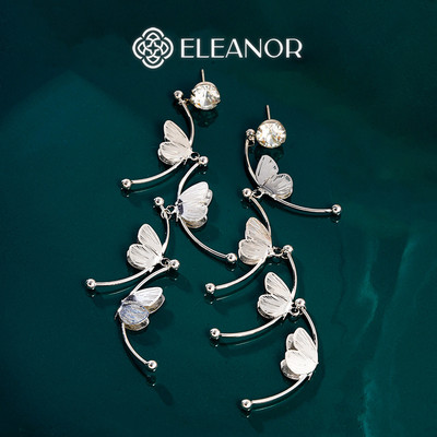 Bông tai nữ chuôi bạc 925 Eleanor Accessories dáng dài hồ điệp phụ kiện trang sức khuyên tai 10040