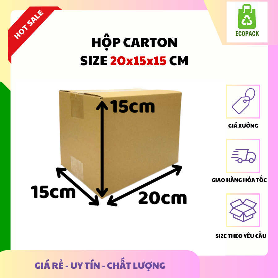 ECOPACK - 20x15x15 COMBO 10 Hộp bìa carton đóng hàng