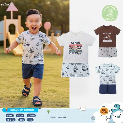 Đồ bộ cho bé Mompa cộc tay 6 tháng - 4 tuổi vải Sợi tre Bamboo mềm mại thấm hút 0052
