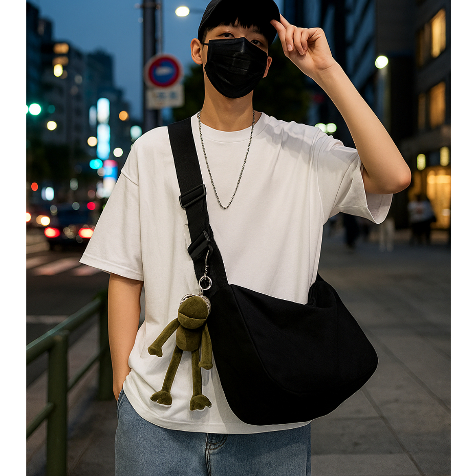 TÚI TOTE ĐEO CHÉO THỜI TRANG VẢI CANVAS PHONG CÁCH ULZZANG ĐỂ SÁCH A4 | BigBuy360 - bigbuy360.vn