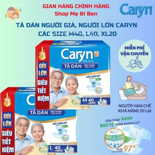 Combo 2 gói Tã/Bỉm người già Caryn L40, M40+4, XL20 miếng gói siêu tiết kiệm dành cho người hạn chế khả năng đi lại