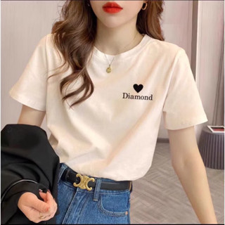 Áo thun nữ trái tim diamond cổ tròn chất cotton co giãn 4 chiều phong cách trẻ trung.Size S m L XL( 40-72kg mặc tuỳ cao