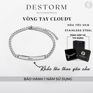 Vòng Tay Đôi Destorm Cloudy Bracelet Cho Nam Nữ, Vòng Tay Thép Không Gỉ Khắc Tên Theo Yêu Cầu, Có Hộp Và Túi Đựng