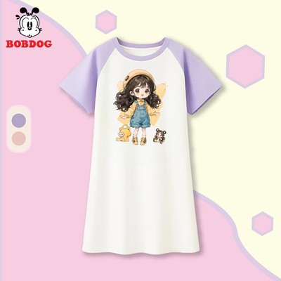 Váy mùa hè bé gái BOBDOG chất liệu cotton thoáng mát in hình cô gái dễ thương V01 cho bé