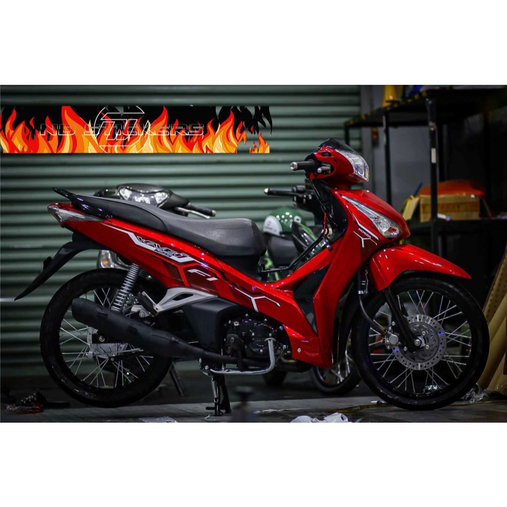 Tem Wave 125i FI đỏ chỉ trắng đen đơn giản - mẫu mới 2025