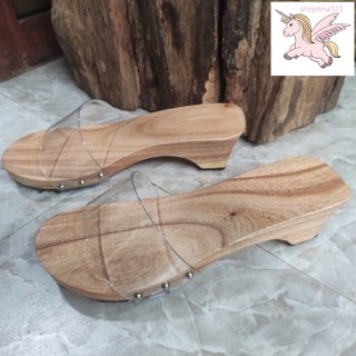 Guốc Gỗ Guốc Mộc Cao 5 Phân Quai Nhung Đen 2 Lớp ( đế cao su 2 lớp )