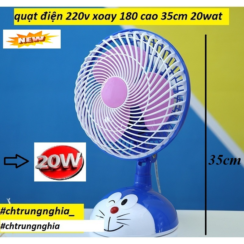 QUẠT ĐIỆN DOREMON 220V XOAY 180 SIÊU MÁT 20W CAO 35CM