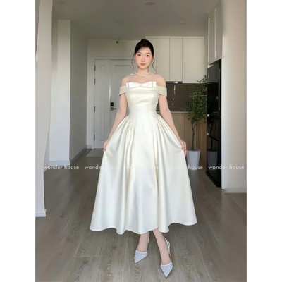 Bella Dress Wonderhouse Đầm thiết kế trễ vai dáng dài xòe bồng bềnh chất vải dày dặn dự tiệc sang trọng
