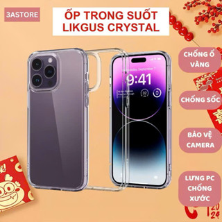 Ốp lưng iphone trong suốt LIKGUT CRYSRAL Clear Case chống ố viền dẻo chống sốc ip 12 13 14 15 16 pro max 3astore