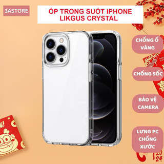 Ốp lưng iphone siêu trong suốt LIKGUS Crystal Clear chống ố vàng viền dẻo chống sốc cho ip 14 15 16 17 promax 3astore