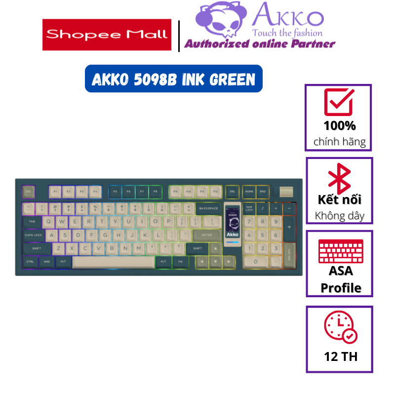 Bàn phím AKKO 5098B Ink Green (RGB / Hotswap / Kailh Ice Cream Pink)