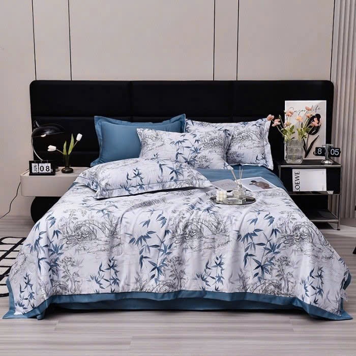 Bộ Chăn Ga Gối Lụa Thái 6D 4 Món Chăn Trần Bông Nhập Khẩu Hàng Loại 1 hanzico Bedding