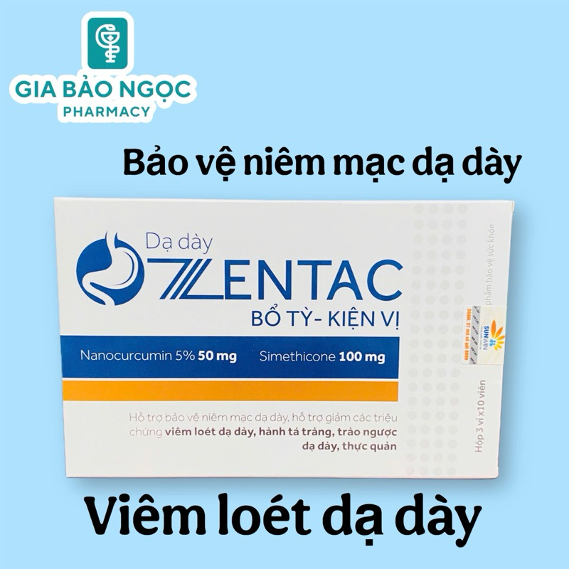 Viên uống Dạ Dày ZENTAC hỗ trợ giảm viêm loét dạ dày,hành tá tràng,trào ngược dạ dày,thực quản(Hộp 3