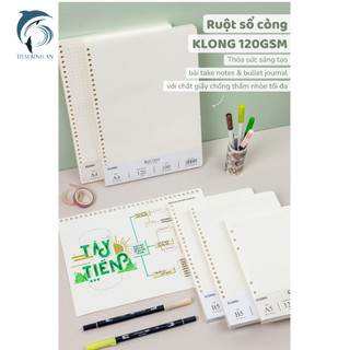 Ruột sổ kẹp còng Klong B5, A5, kẻ ngang, caro, 100 tờ ( 200 trang) MS:546, 548, 996, 998, 520, 521