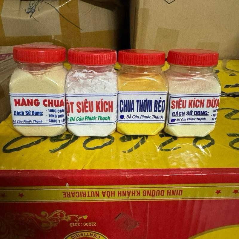 bột hăng chua thơm -chua thơm béo- bột siêu kích- siêu kích dừa câu cá tra
