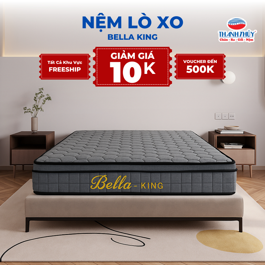 Nệm Lò Xo Túi Màu Xám Bella King - NEM BELLA THANH THUY