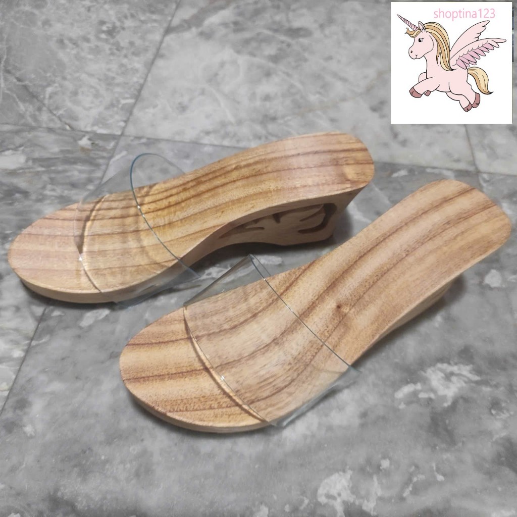 Guốc Gỗ Guốc Mộc Cao 7 Phân Đế Xuồng ( đế cao su 2 lớp )